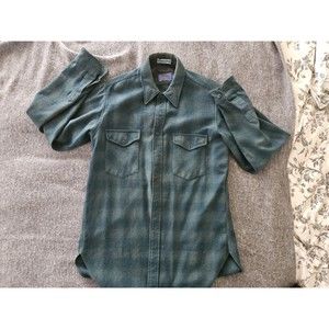 PENDLETON FLANNEL SHIRT 💯% Pure VIRGIN WOOL Made In The USA Large/Long Vintage